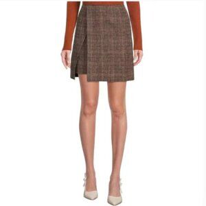 Alex Marie Brown Plaid Wool-blend A-Line Skirt - Size 14